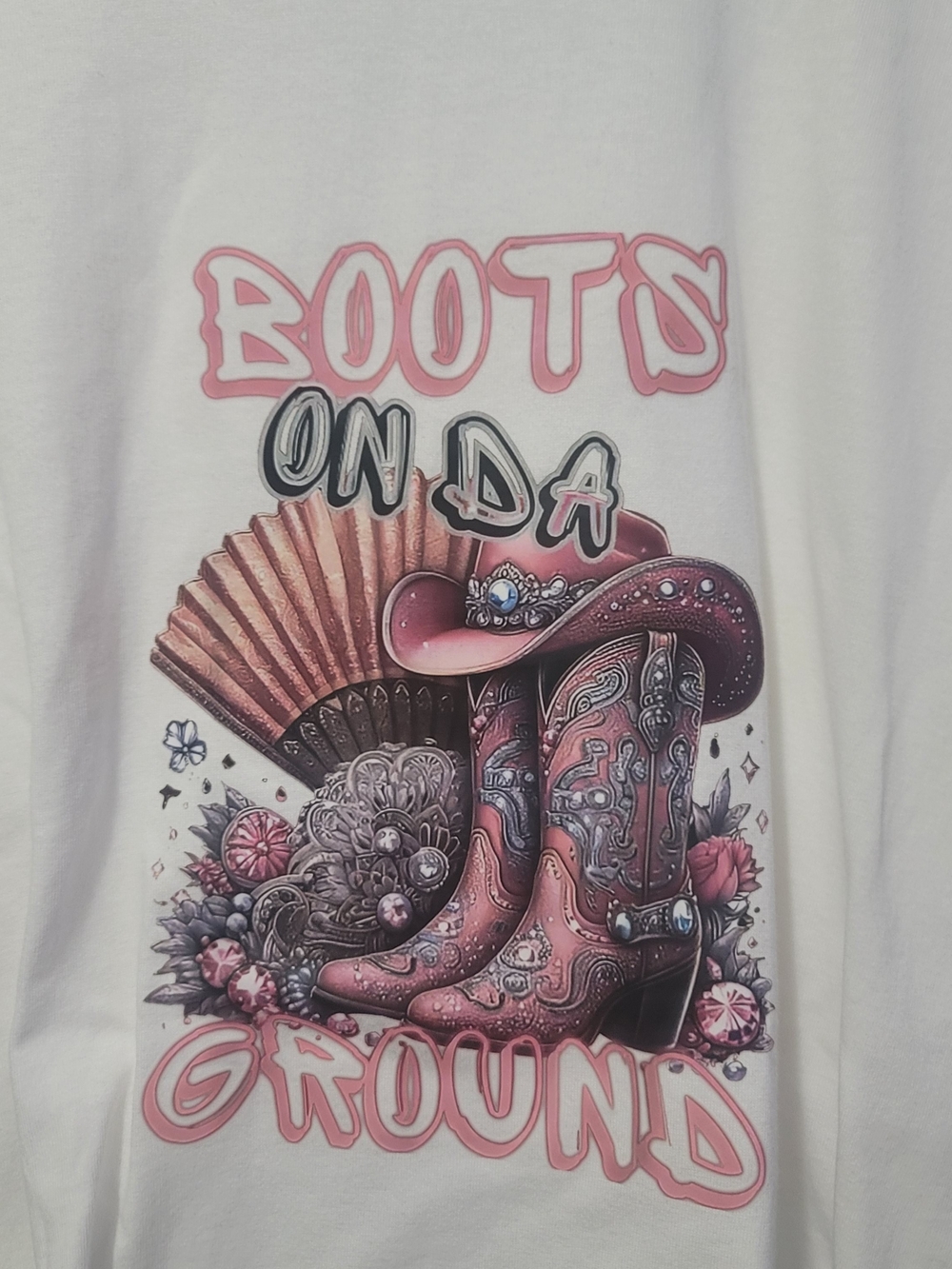 Boots On Da Ground Pink Graphic Tee